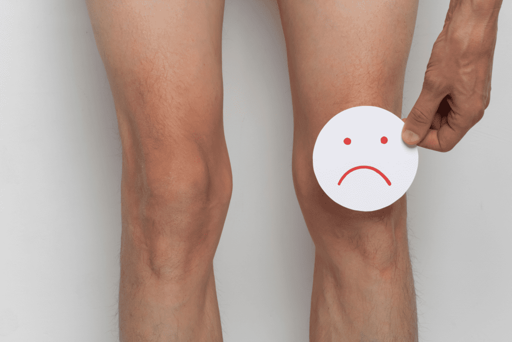 Picture of knee with sad face