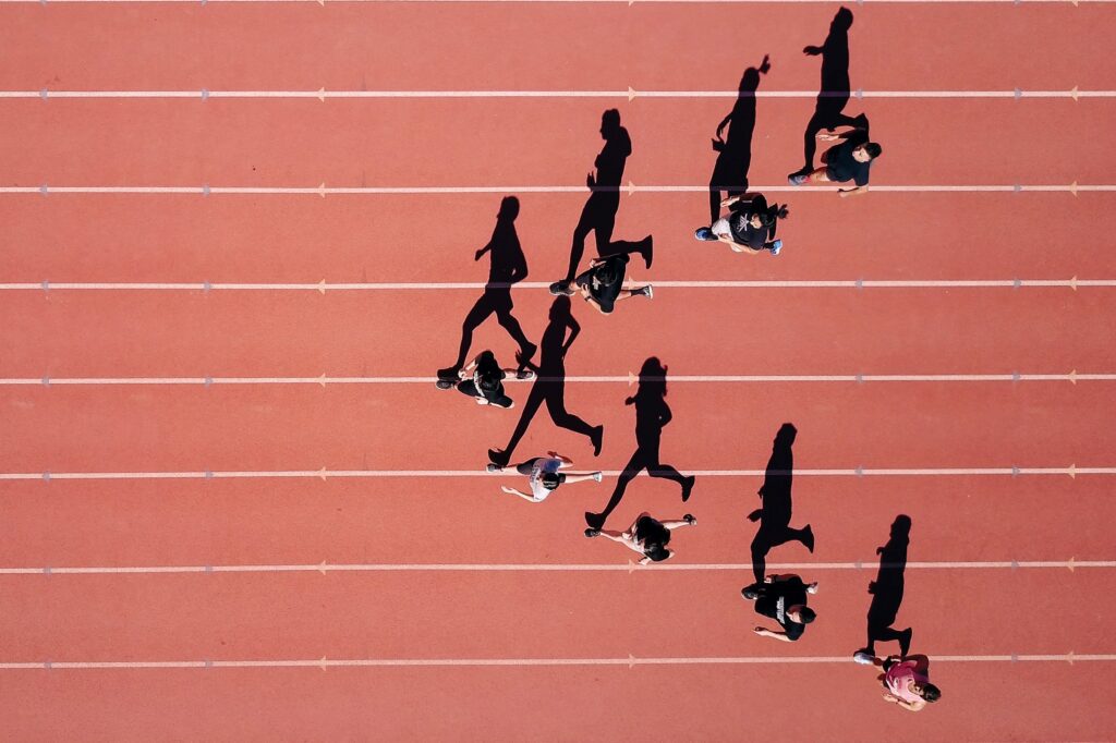 group of people running